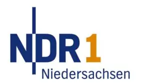 Logo von NDR 1 Niedersachsen, bestehend aus blauen und orangefarbenen Schriftzügen auf weißem Hintergrund.