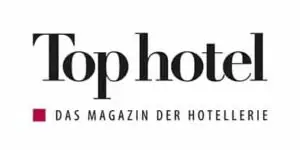 ALT-Text: Logo von Top hotel, einem Fachmagazin für die Hotellerie, mit prägnanter Typografie und rotem Quadrat.