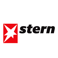 Logo der Zeitschrift Stern mit rotem Element und Schriftzug stern in Schwarz. Symbolisiert Nachrichten und Kultur.
