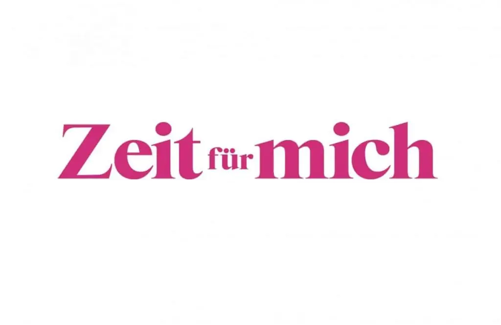 ALT-Text: Logo mit der Aufschrift „Zeit für mich“ in pinker Schrift auf weißem Hintergrund.