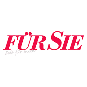 Logo von FÜR SIE mit rot geschriebener Schrift und dem Untertitel Zeit für mich in grauer Schrift.