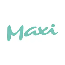 ALT-Text: Logo mit dem Schriftzug Maxi in mintgrüner, geschwungener Schrift auf weißem Hintergrund.