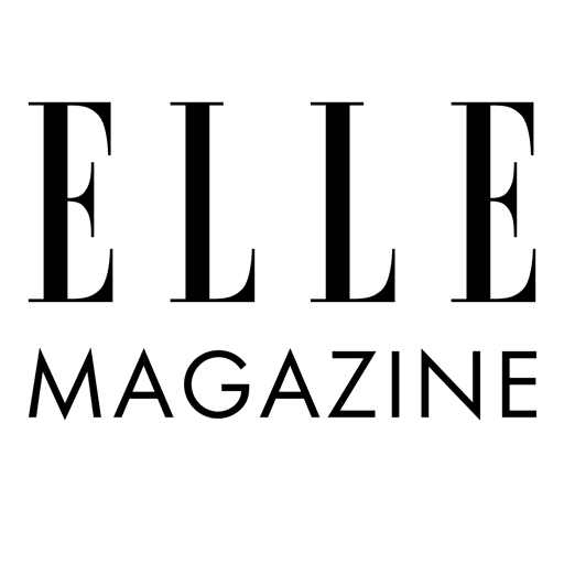 Logo von ELLE Magazine, schwarze Schrift auf weißem Hintergrund, markant und modern gestaltet.
