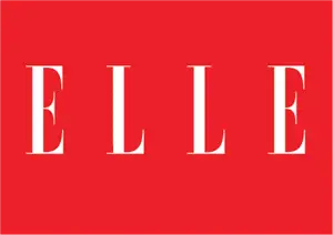 Logo der Zeitschrift ELLE auf rotem Hintergrund mit weißer Schrift. Titel betont Mode und Frauenkultur.