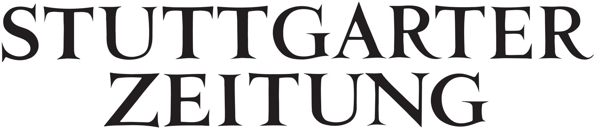 ALT-Text: Logo der Stuttgarter Zeitung in schwarz auf weißem Hintergrund, in einer markanten, serifenbetonten Schriftart.