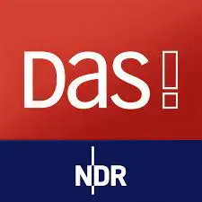 Logo der NDR-Sendung Das! in roten und blauen Farben, bestehend aus dem Schriftzug Das! und dem NDR-Logo.