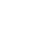 Weißes VISA-Logo auf transparentem Hintergrund, verstärkt die Markenidentität im Finanz- und Zahlungssektor.